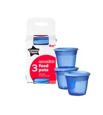Recipiente de stocare hrana cu capac, Tommee Tippee, 3 buc, Albastru